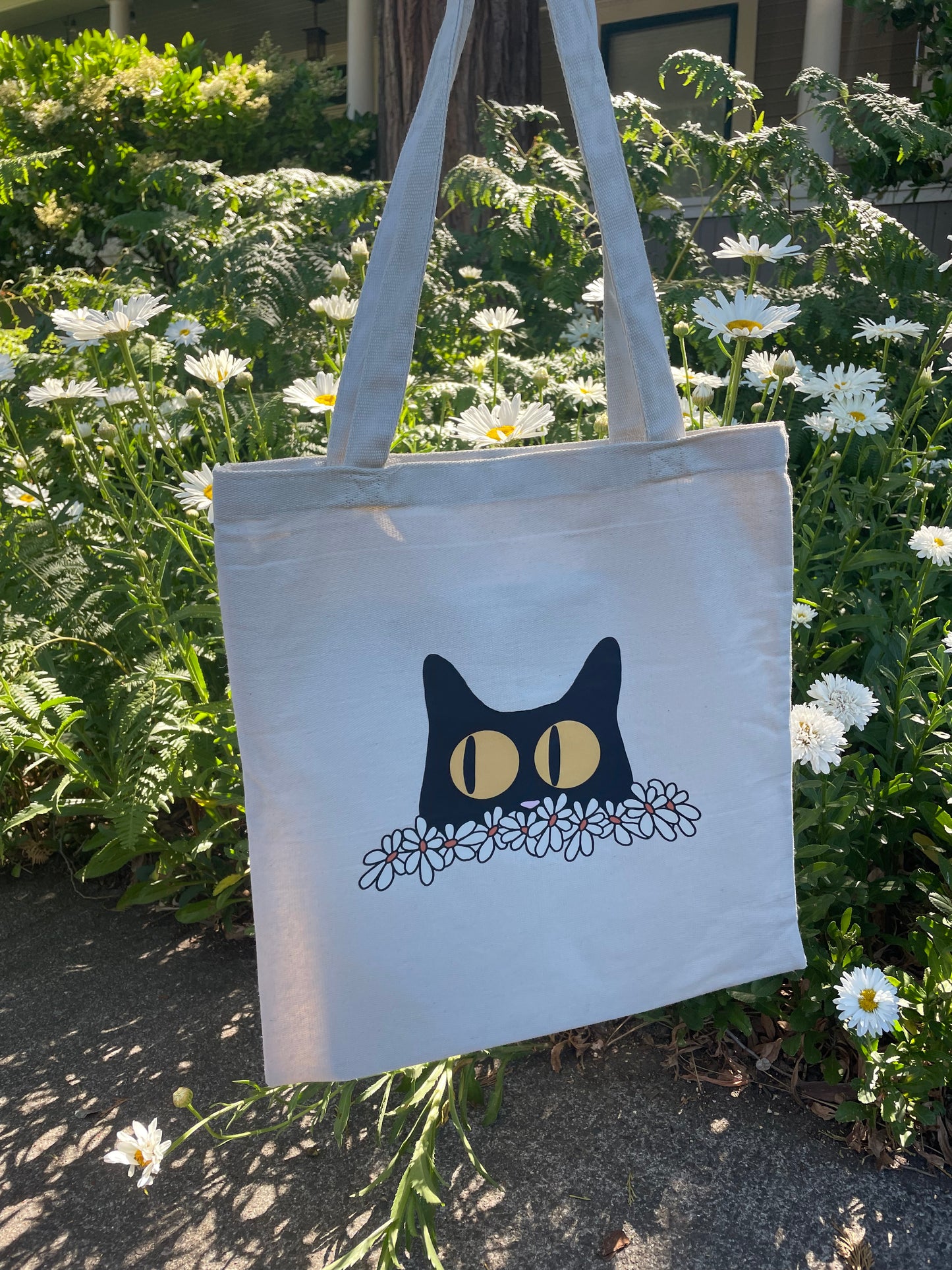 Canvas Bag - Kitty in Daisies