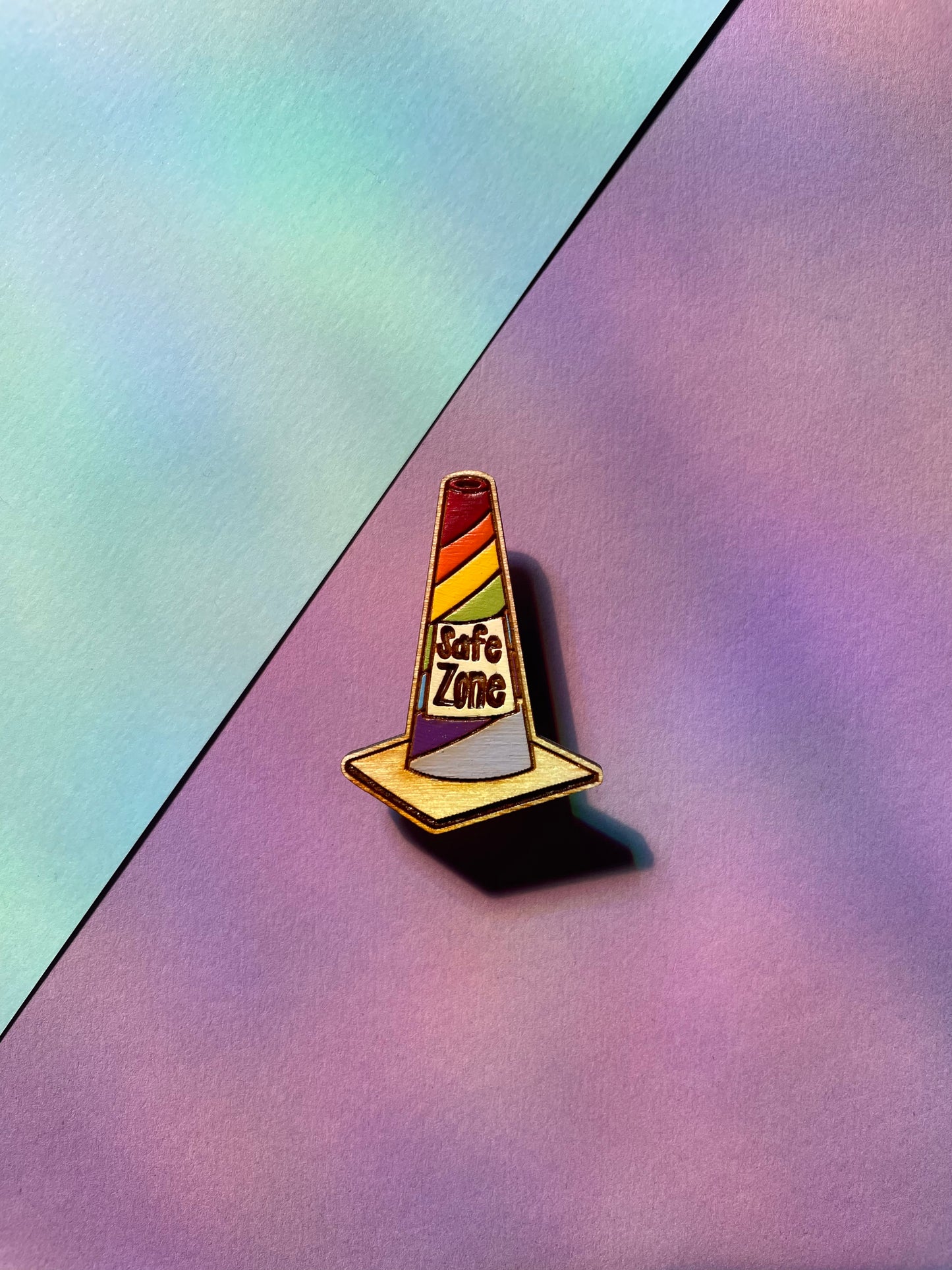 Safe Zone Hand Painted Wooden Pin