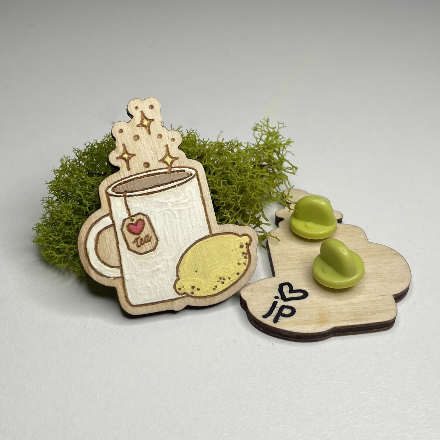 Wooden Tea Heals Pin