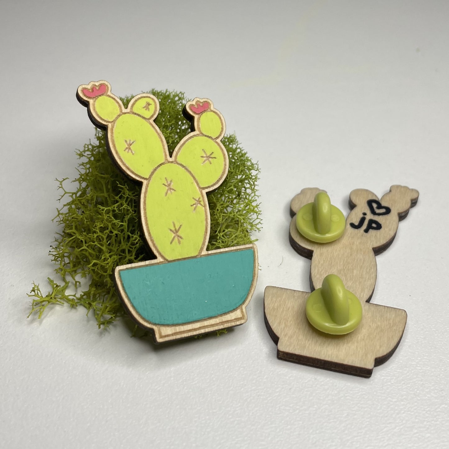 Wooden Pear Cactus Pin