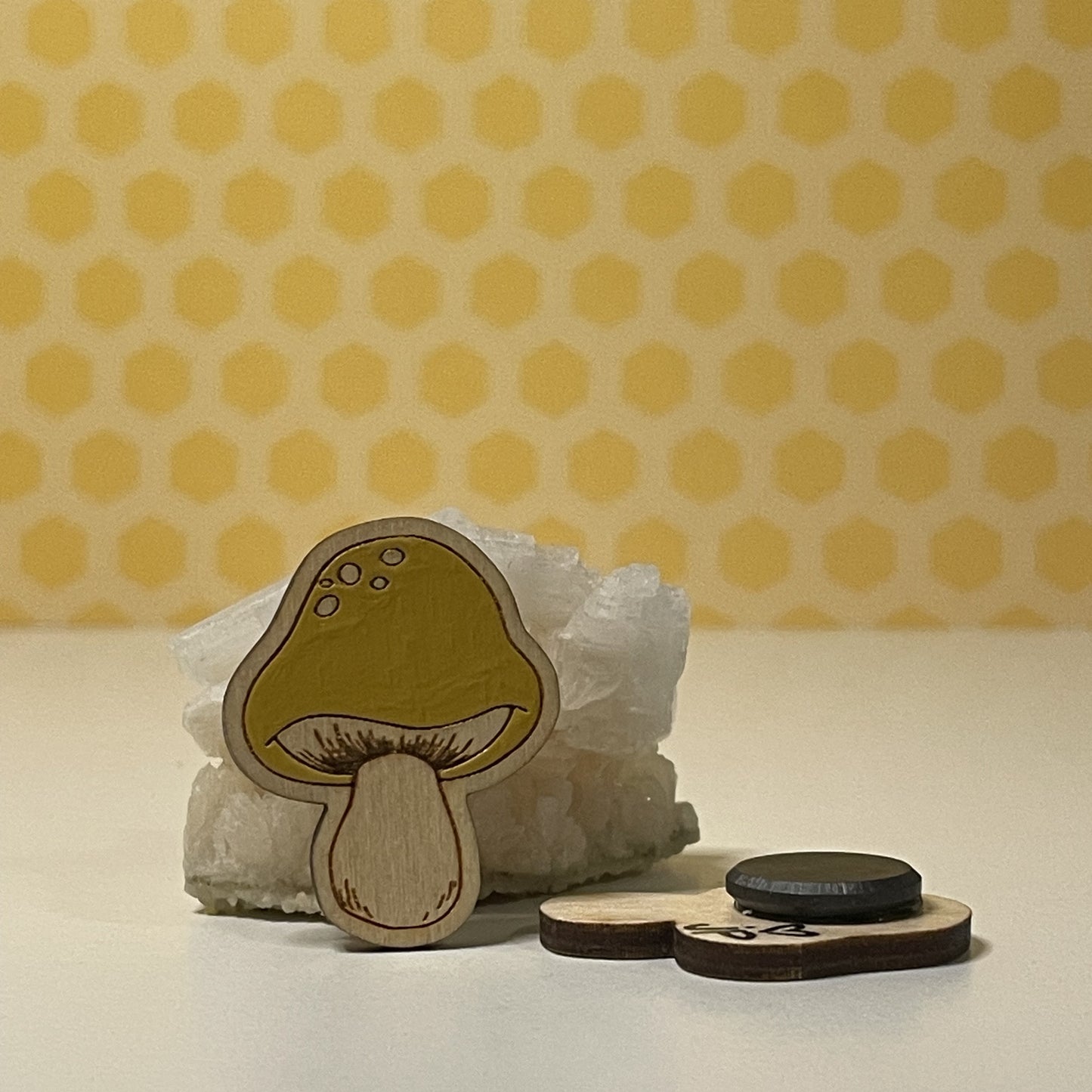 Wooden Magnet - 70s Mushroom
