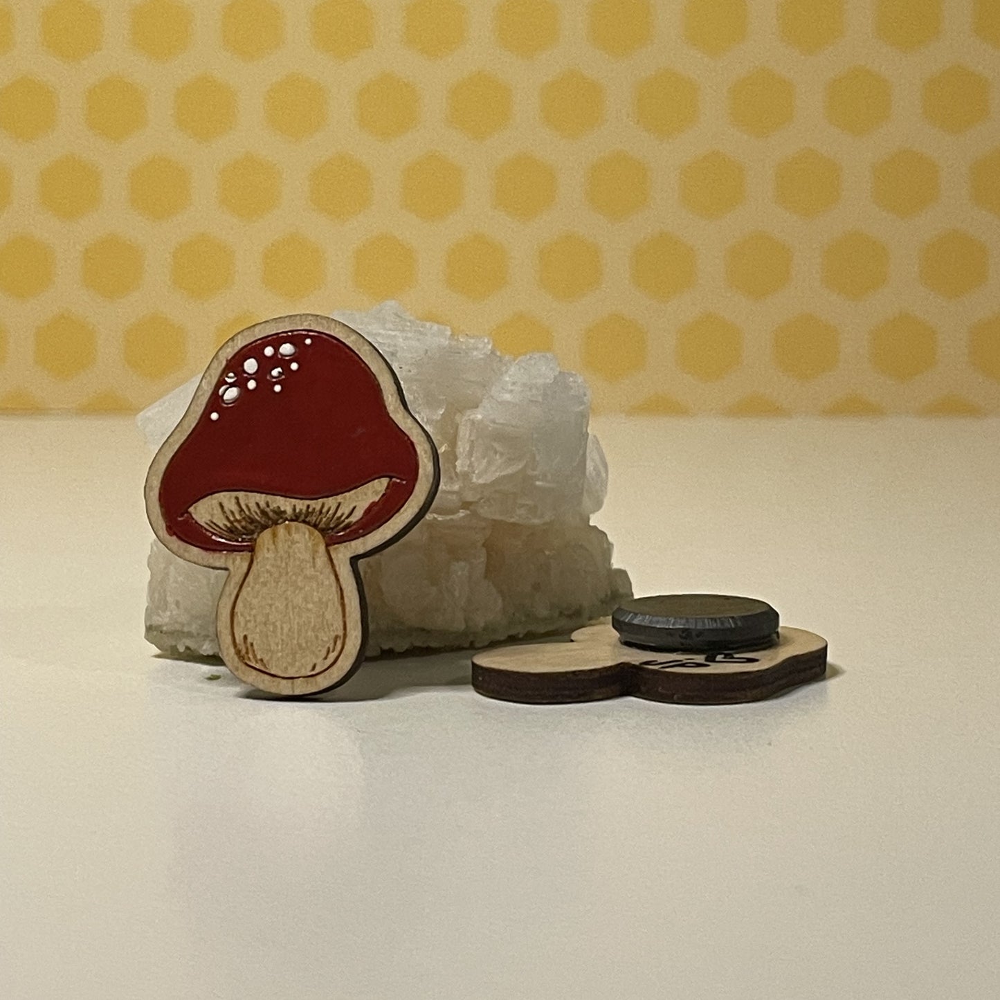 Wooden Magnet - 70s Mushroom