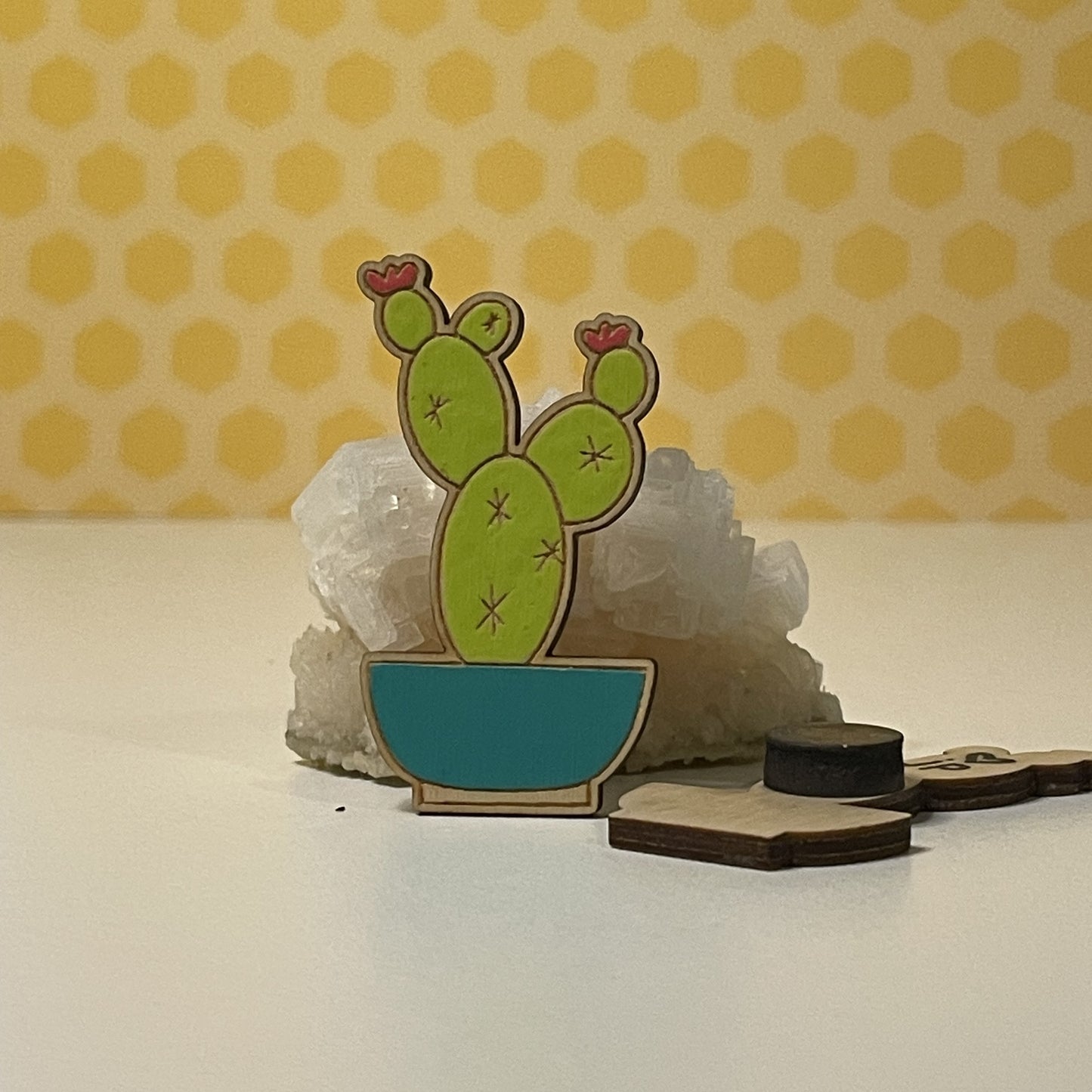 Wooden Magnet- Pear Cactus