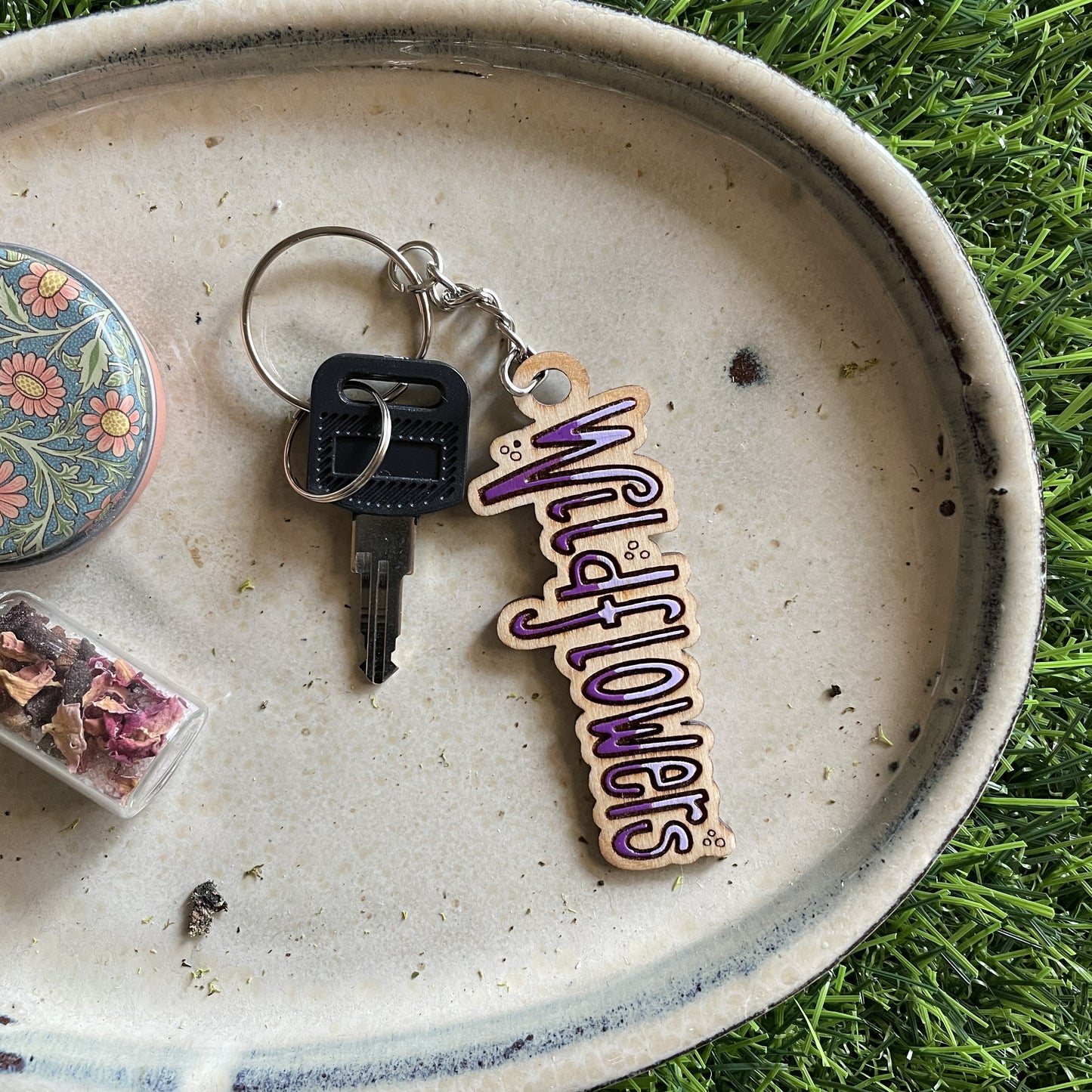 Wooden Keychain - Wildflowers