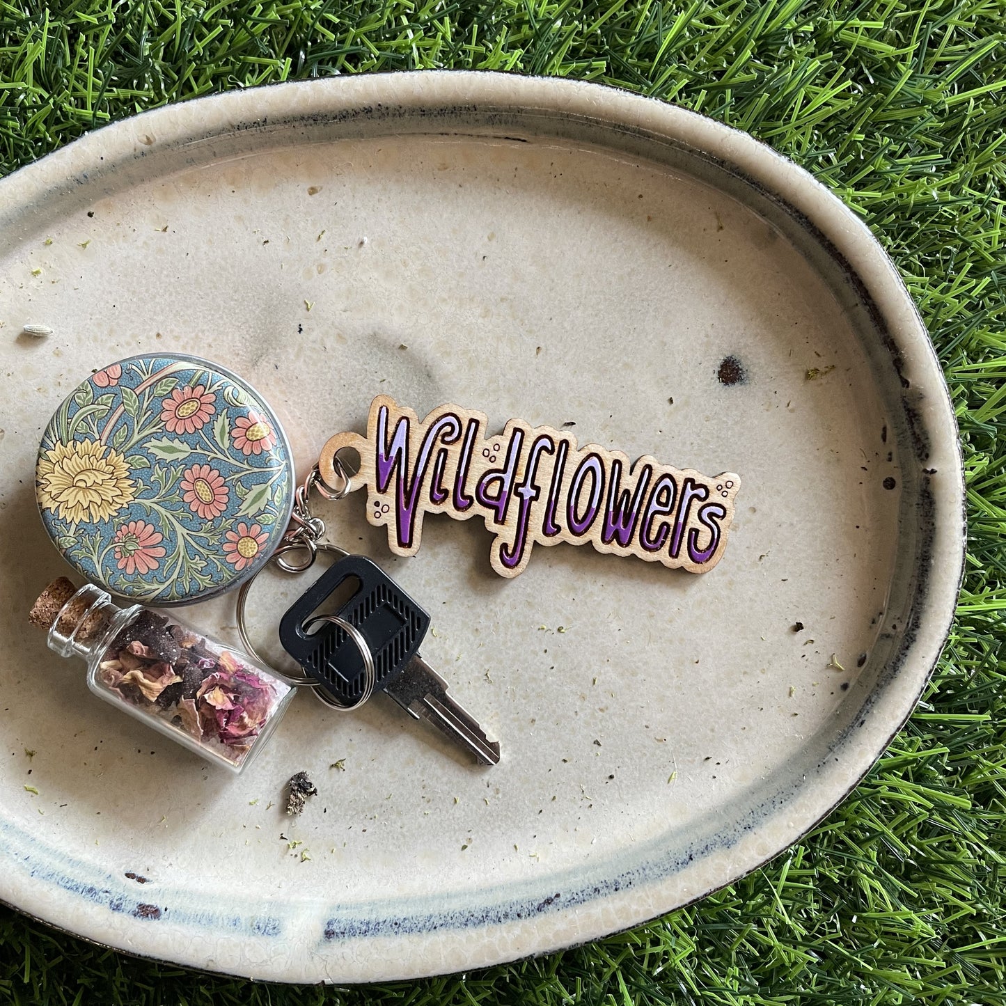 Wooden Keychain - Wildflowers
