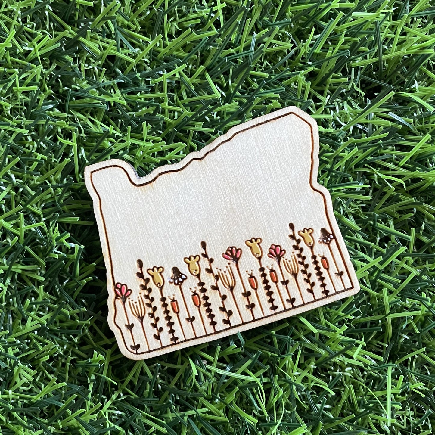 Wooden Magnet- Wildflowers in Oregon