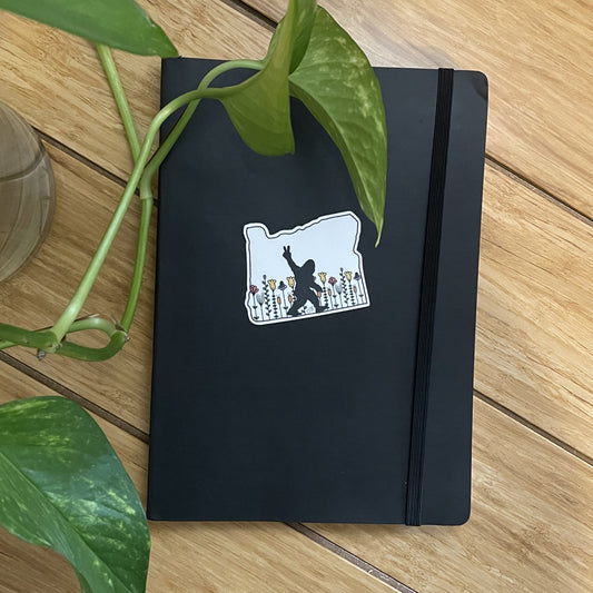 Vinyl Sticker-Bigfoot Among The Wildflowers