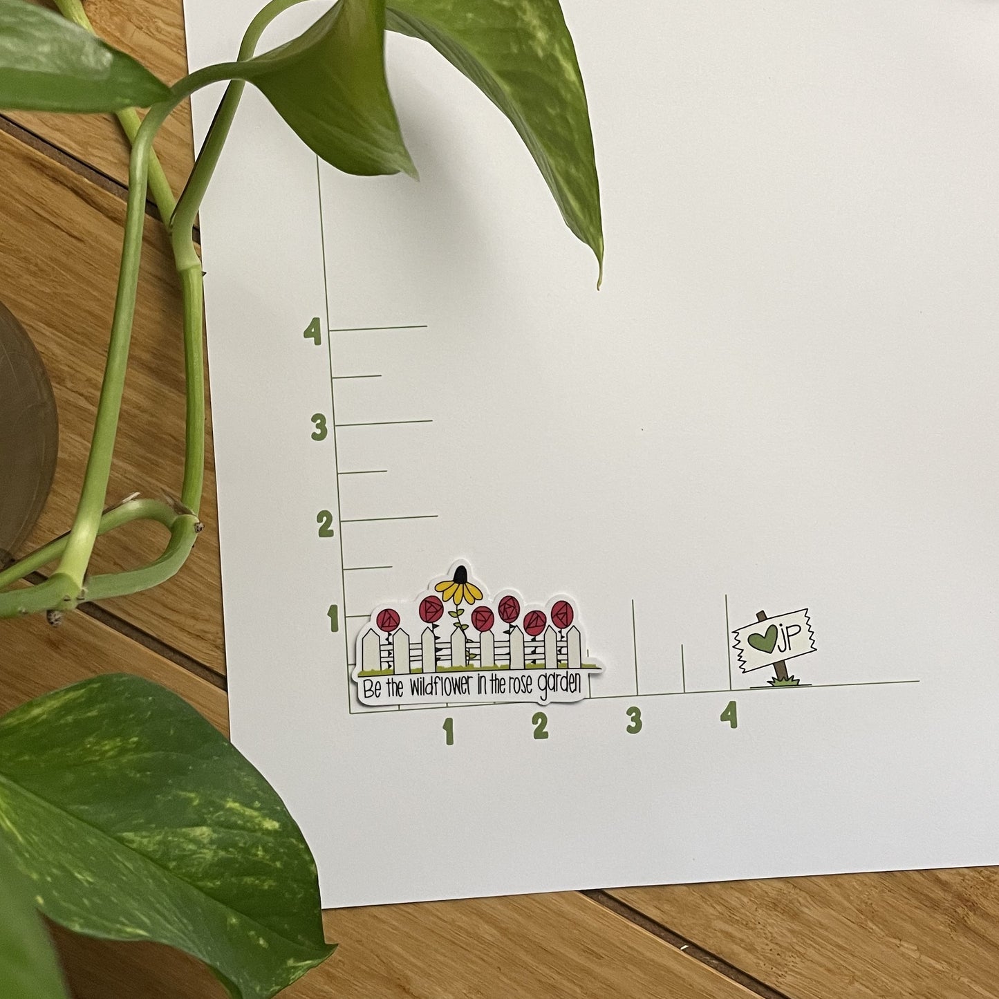 Vinyl Sticker-Wildflower In A Rose Garden
