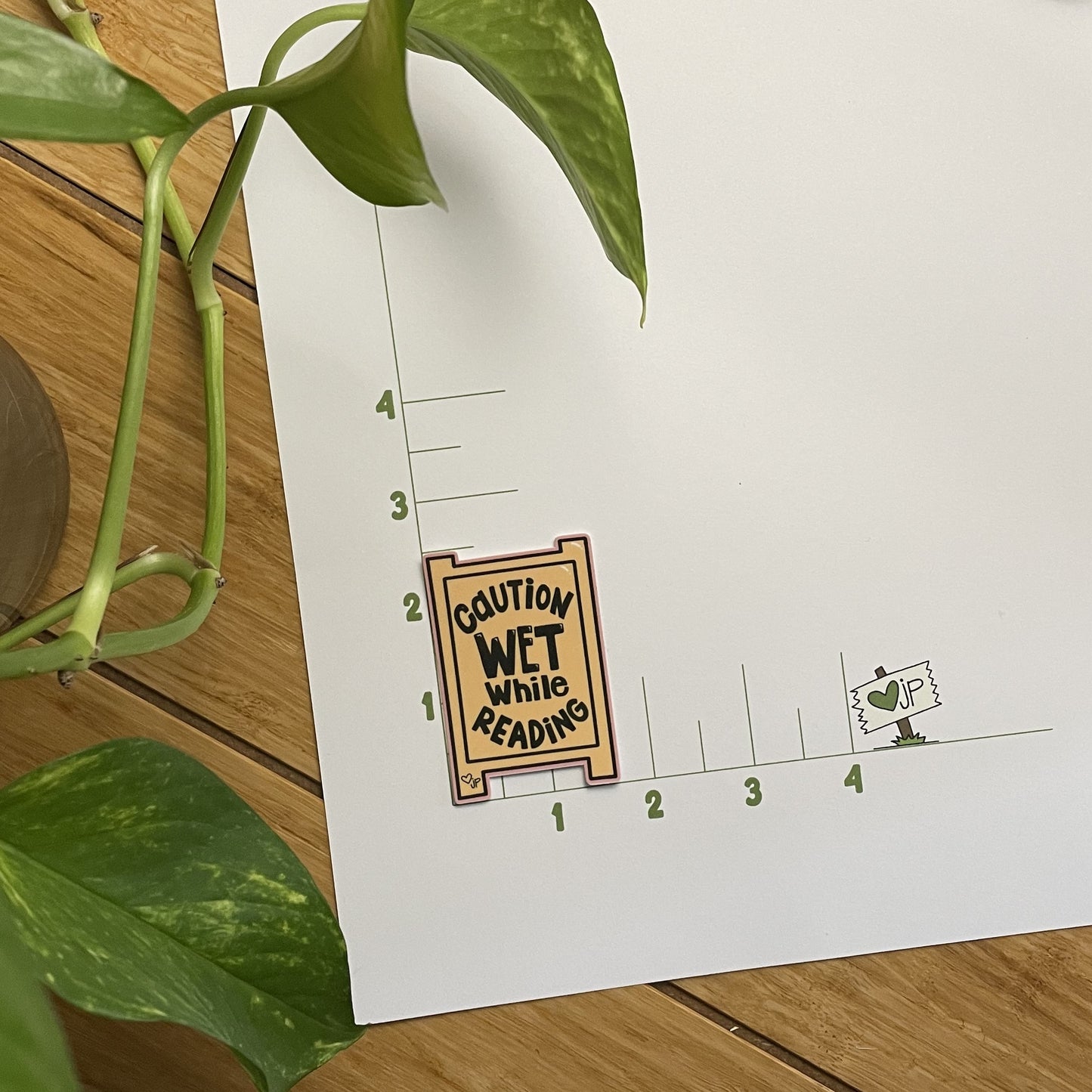 Vinyl Sticker-Caution Wet While Reading