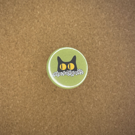 1.25 inch Pin Badge Green Kitty