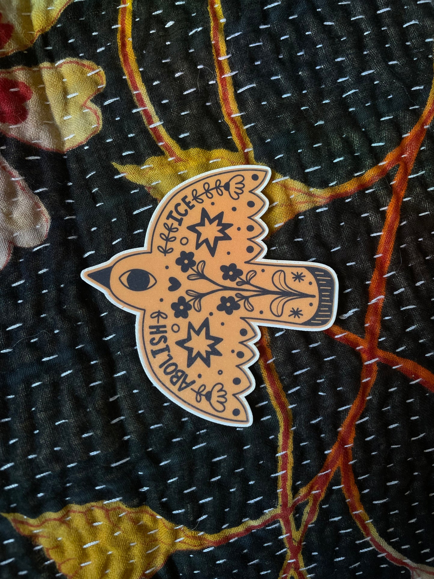 Vinyl Sticker Abolish Ice Folk Art