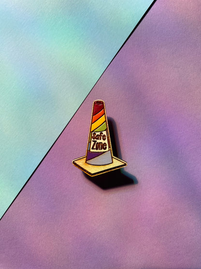 Safe Zone Hand Painted Wooden Pin