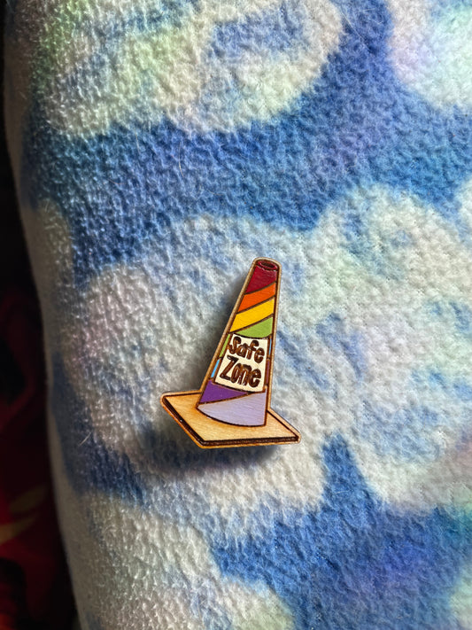 Safe Zone Hand Painted Wooden Pin