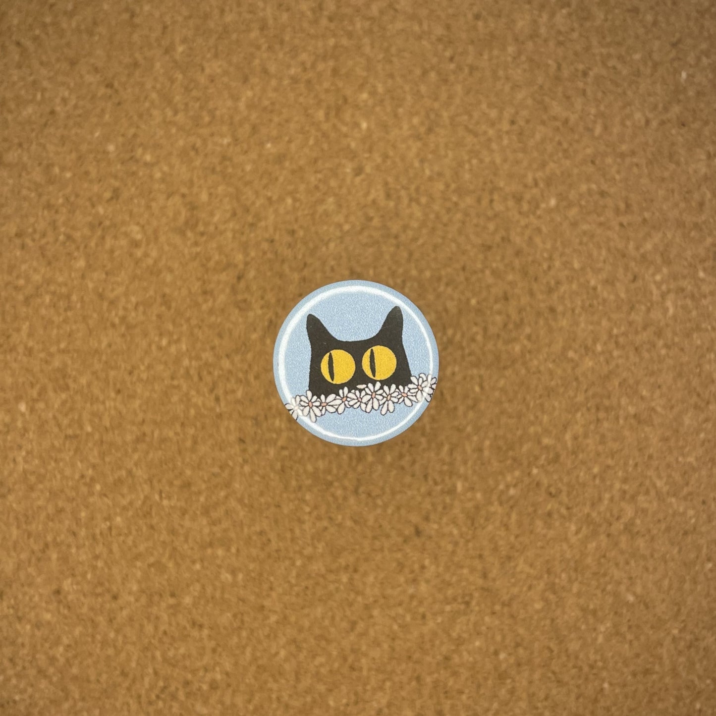 1" Pin Badge Blue Kitty