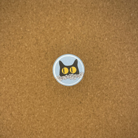 1" Pin Badge Blue Kitty
