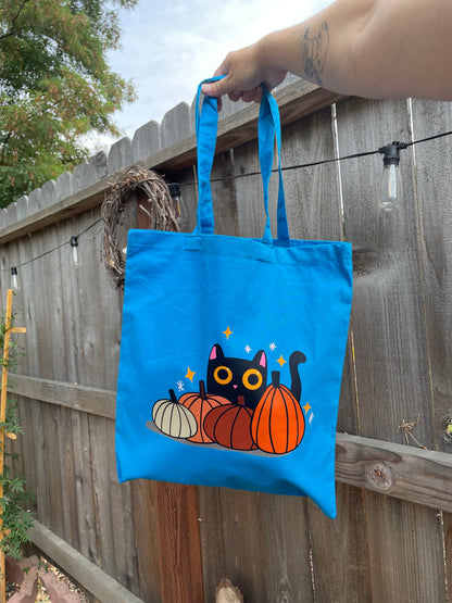 Canvas Bag - Kitty in Pumpkins