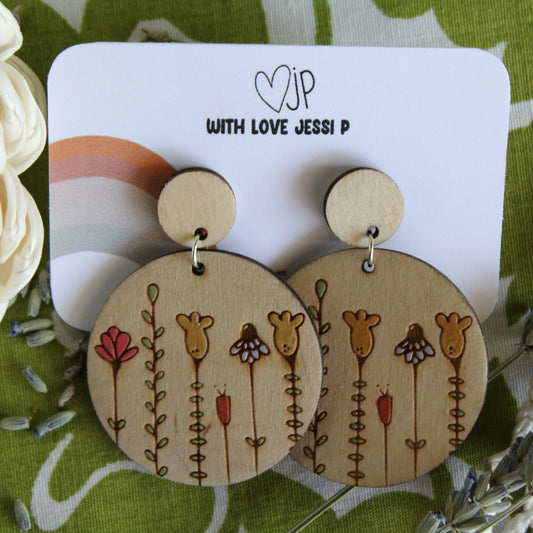 Wildflower Round Dangle Earrings
