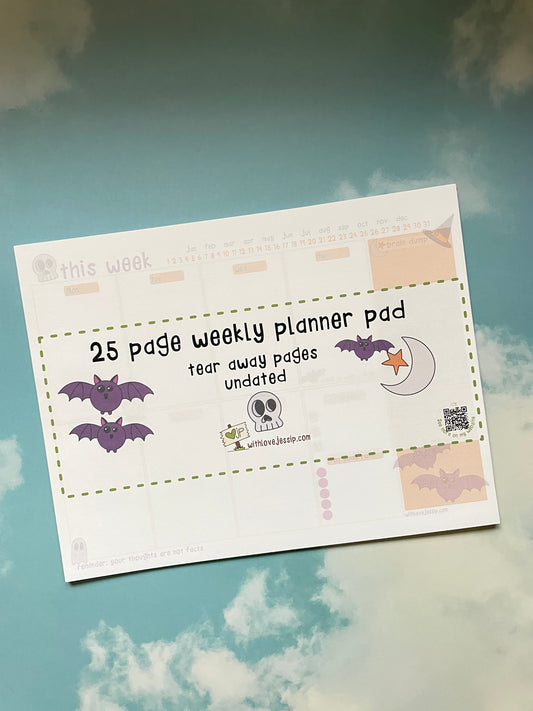 Batty McBat Weekly Planner Pad