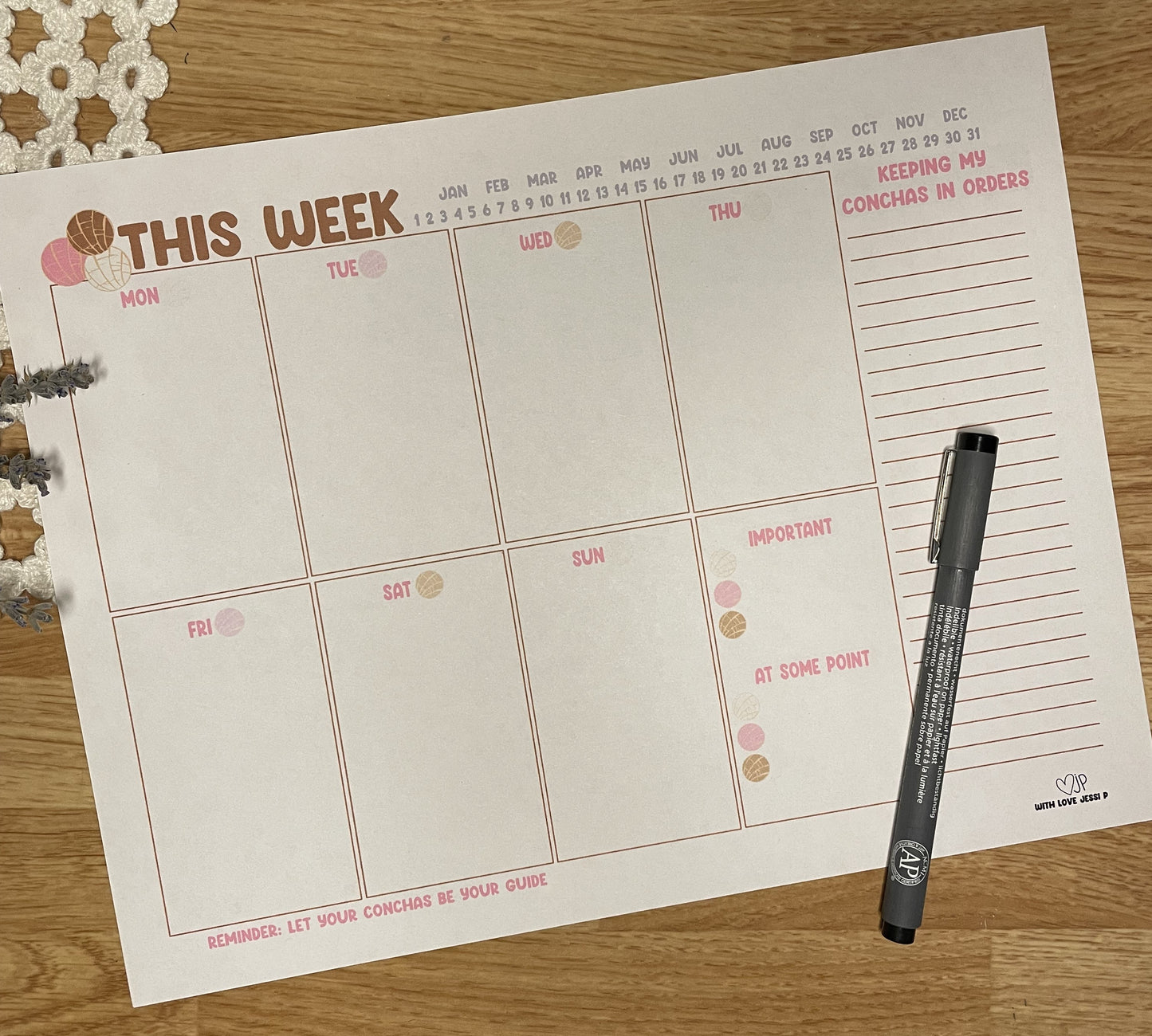 Printable Weekly Planner- Conchas