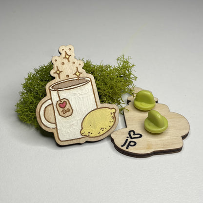 Wooden Tea Heals Pin