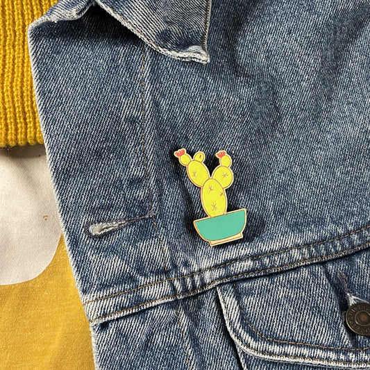 Wooden Pear Cactus Pin