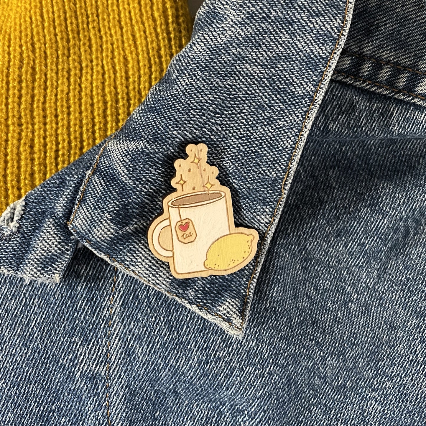 Wooden Tea Heals Pin