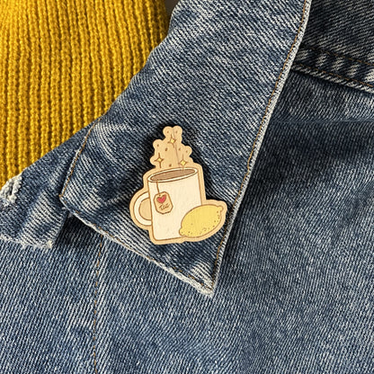 Wooden Tea Heals Pin