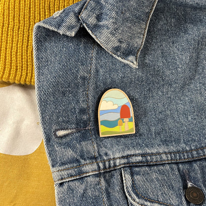 Wooden Pin- Stained Glass Mushie Hill