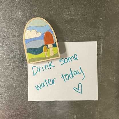 Wooden Magnet - Mushroom Hills