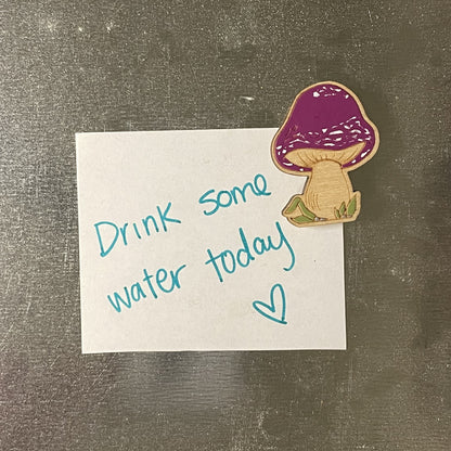 Wooden Magnet - Mushroom In Grass