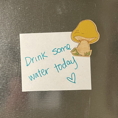 Wooden Magnet - Mushroom In Grass