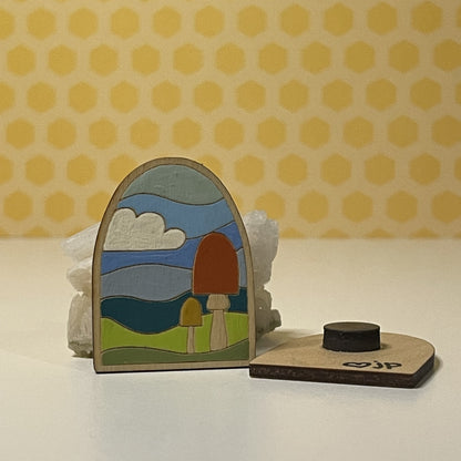 Wooden Magnet - Mushroom Hills