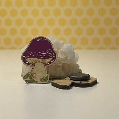 Wooden Magnet - Mushroom In Grass