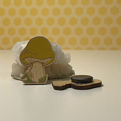 Wooden Magnet - Mushroom In Grass
