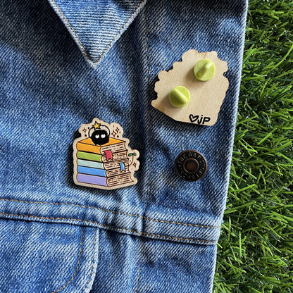 Wooden Pin- Soot Sprite on Books