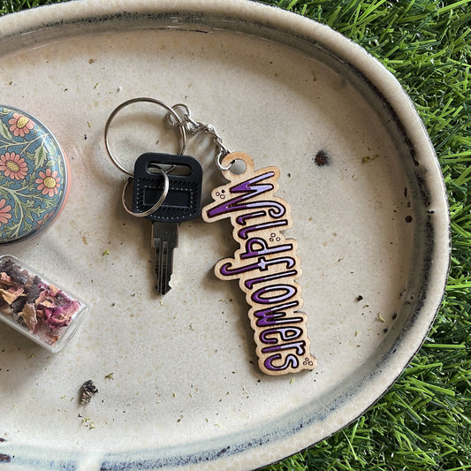 Wooden Keychain - Wildflowers
