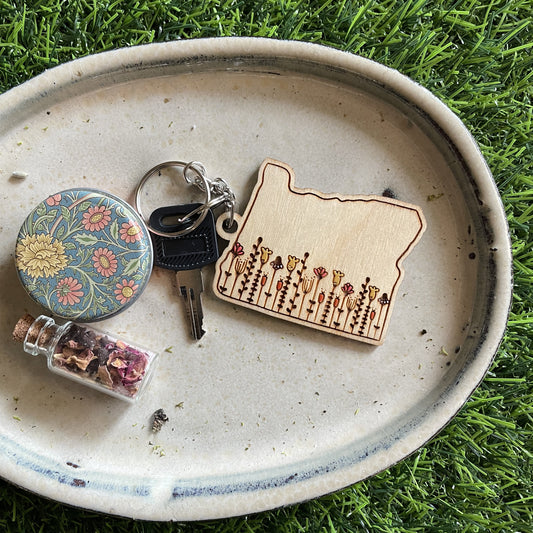 Wooden Keychain - Wildflowers in Oregon