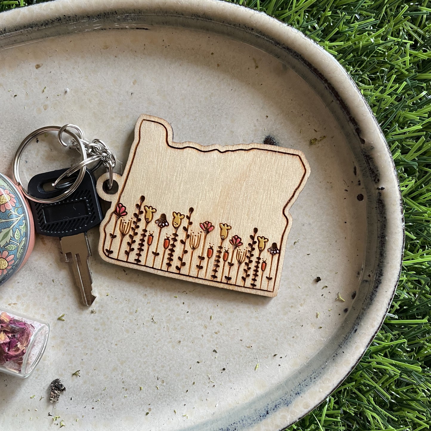 Wooden Keychain - Wildflowers in Oregon
