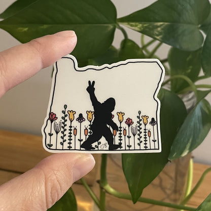 Vinyl Sticker-Bigfoot Among The Wildflowers