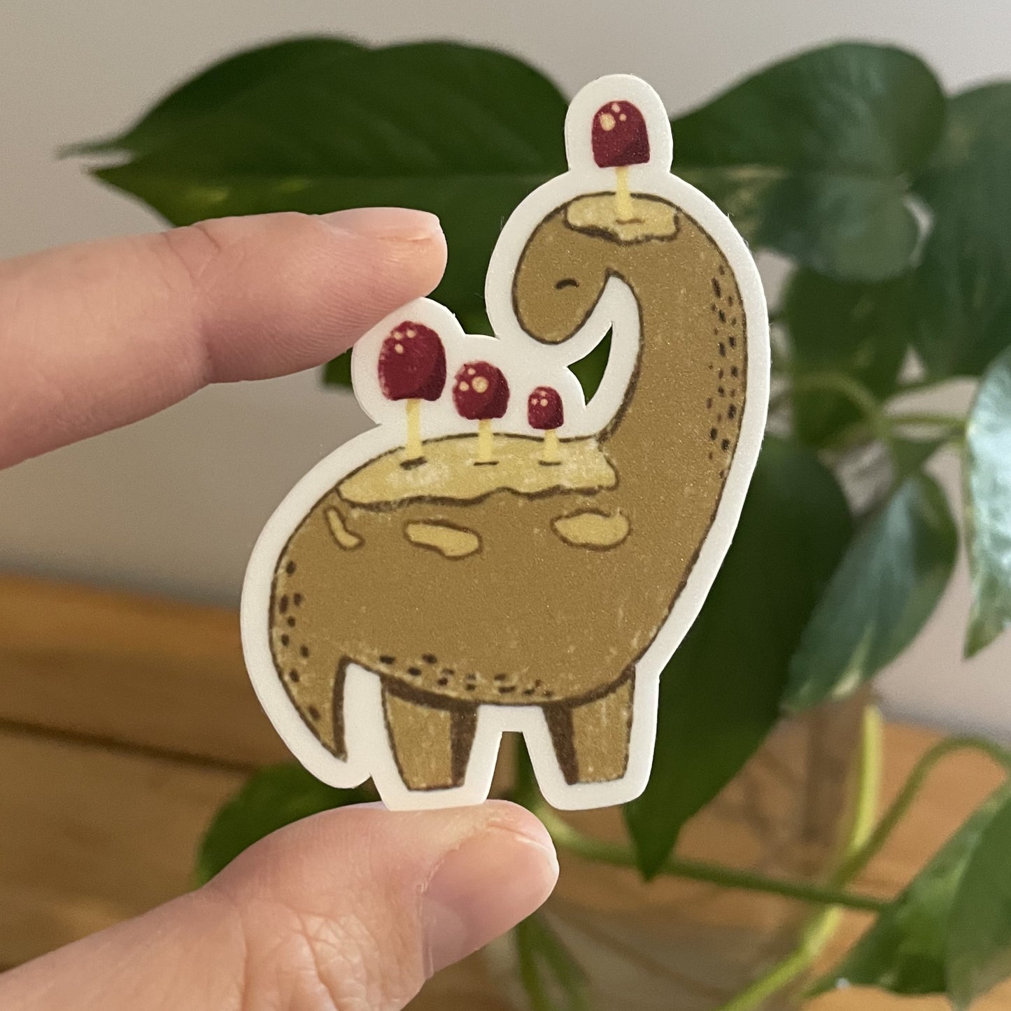 Vinyl Sticker Dino and Mushrooms