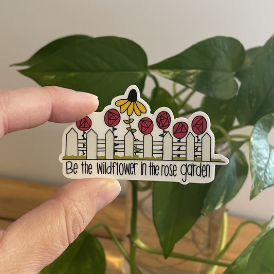 Vinyl Sticker-Wildflower In A Rose Garden