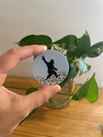 Vinyl Sticker Bigfoot In Daisies
