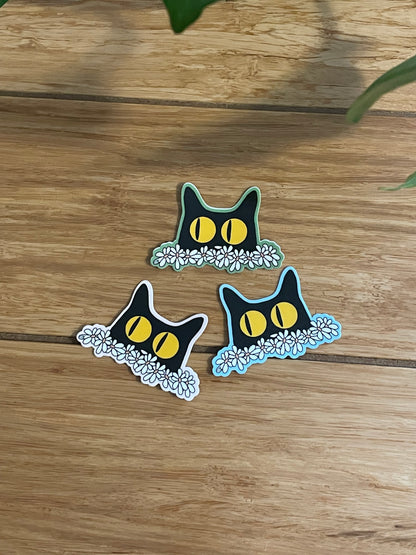 Vinyl Sticker-3 Kitties in Daisies