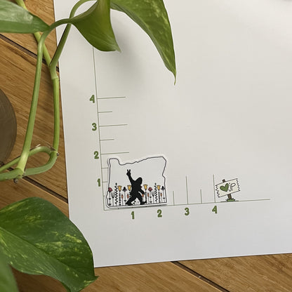 Vinyl Sticker-Bigfoot Among The Wildflowers