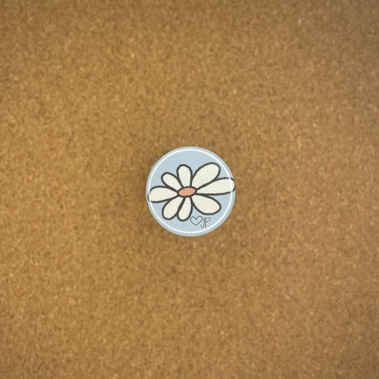 1" Pin Badge Blue Flower