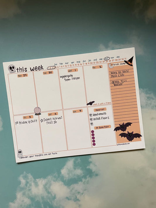 Batty McBat Weekly Planner Pad