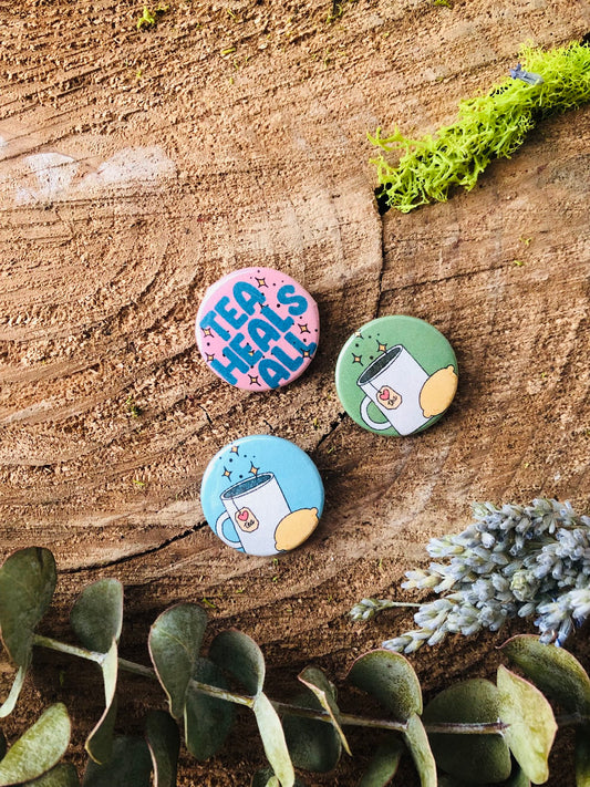 Mini Button Set- Tea Heals
